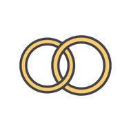 Wedding rings outline color icon modern minimal flat design style
