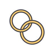 Wedding rings outline color icon modern minimal flat design style N2