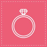 Diamond wedding ring outline icon modern minimal flat design style