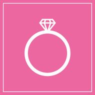 Diamond wedding ring vector icon modern minimal flat design style