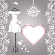 Wedding bridal dress with paisley border label chandelier