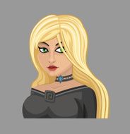 Cartoon blonde in black