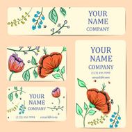 Business cards with colorful flowers Card or invitation Vintage decorative elements N2