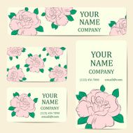 Business cards with colorful flowers Card or invitation Vintage decorative elements N5