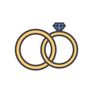 Wedding rings outline color icon modern minimal flat design style N3