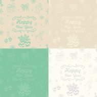 Vector Christmas Subtle Doodles Seamless Background Set