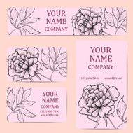 Business cards with colorful flowers Card or invitation Vintage decorative elements N7