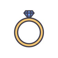 Wedding ring outline color icon modern minimal flat design style