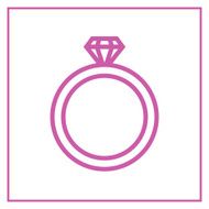 Diamond wedding ring outline icon modern minimal flat design style N2