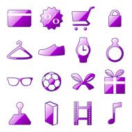 Shopping Icons Set Crystal Purple