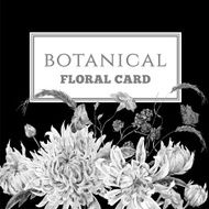 Monochrome Vintage Floral Card with Chrysanthemums