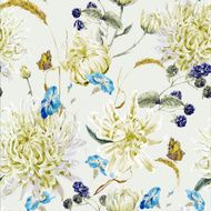 Vintage Floral Seamless Pattern with Chrysanthemums