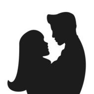 Romantic silhouette with man and woman