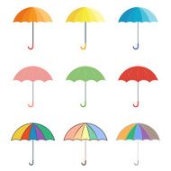 Set of colored vector icons umbrellas
