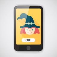 cute witch flat icon with long shadow eps10 N5