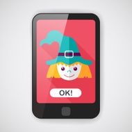 cute witch flat icon with long shadow eps10 N6