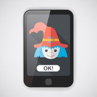 cute witch flat icon with long shadow eps10 N7