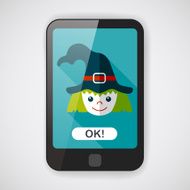 cute witch flat icon with long shadow eps10 N8