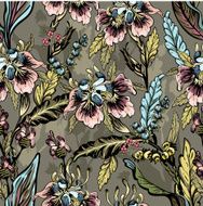 seamless pattern of decorative flowers