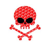 Skull with bones from rubies Jewelry symbol of death