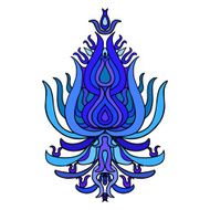 eautiful hand drawn indian floral ornament blue and white