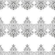 Oriental lacy vector seamless pattern black and white