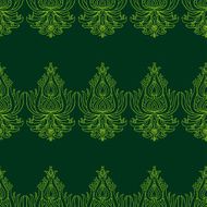 Oriental lacy vector seamless pattern on green background