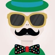 Mustache man face close up icon