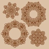 Set of mandala henna pattern vector design N2
