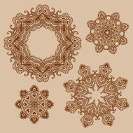 Set of mandala henna pattern vector design N3