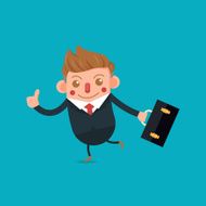 Businessman Cartoon character design thumb up holding briefcase-vector