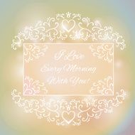 Love You Text on Blurred background with floral ornament Valentines N3