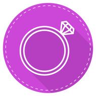 Diamond wedding ring outline icon modern minimal flat design style N3