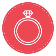 Diamond wedding ring outline icon modern minimal flat design style N5