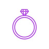 Diamond wedding ring outline icon modern minimal flat design style N6