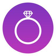 Diamond wedding ring vector icon modern minimal flat design style N3