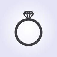 Diamond wedding ring vector icon modern minimal flat design style N6