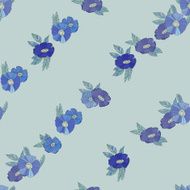 Blue flowers on white background N13