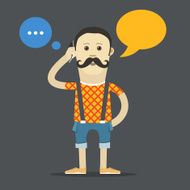 Yound hipster talking vector template