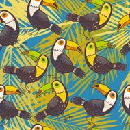 Toucans and palm leaves