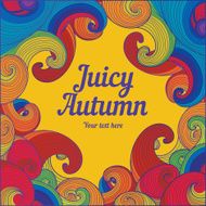Abstract autumn invitation card Template frame Doodle sketch colorful illustration