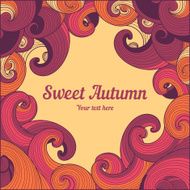 Abstract autumn invitation card Template frame Doodle sketch colorful illustration N2