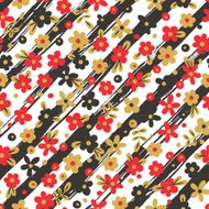 Seamless pattern with flowers on striped background