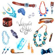 watercolor illustration Set Accessories