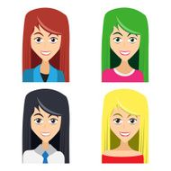 cute illustrations of beautiful young girls with various wears a
