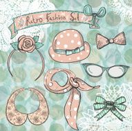 Hand drawn retro women fashion collection N2