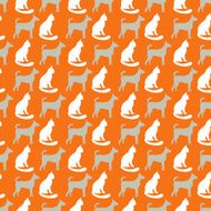 Animal seamless vector pattern of cat and dog silhouettes