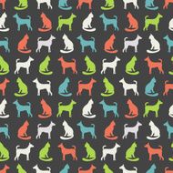 Animal seamless vector pattern of cat and dog silhouettes N3