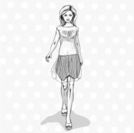 Beautiful fashionable blonde female in summer clothes