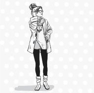 Beautiful elegant woman in autumn clothes